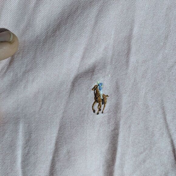 Ralph Lauren Blue Label Pink Button Down Long Sleeve Brown Pony Logo Shirt - Picture 4 of 6